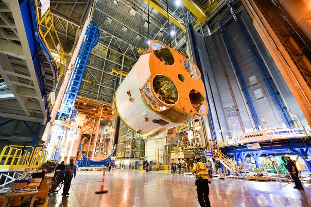 NASA image: Engine Section for NASA’s SLS Rocket Prepared for Joining to Rest of Stage